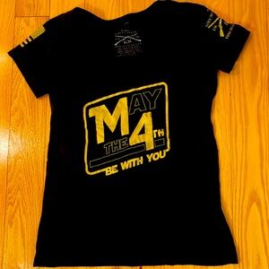 Black Grunt style “May the fourth be with you” women’s small T-shirt